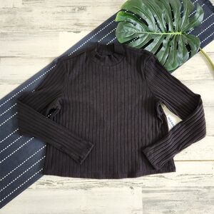 Old Navy Long Sleeve Loose Ribbed Top Black NWT Size Small